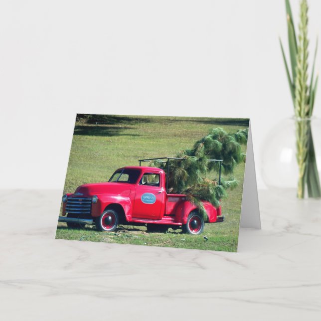 Red Country Chevy Pickup Carte Arbre de Noël (Devant)