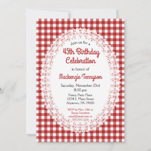 Red Country En vichy Anniversaire Fête Invitation