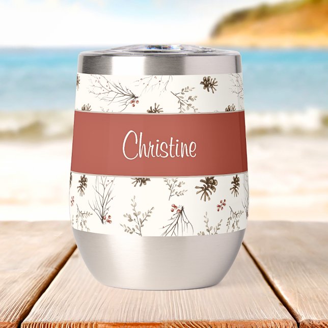 Red Cream Boho Watercolor Woodland Custom Name (Créateur téléchargé)