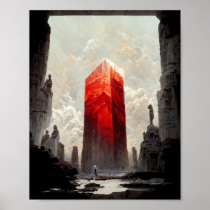 Red Crystal Imaginaire Science Fiction Art Poster