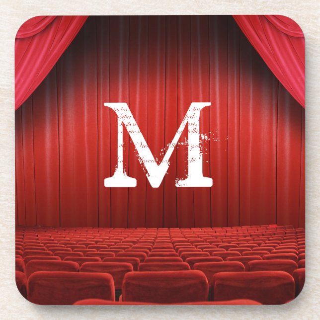 Red Curtain Theater Monogramme Dessous de verre de (Devant)