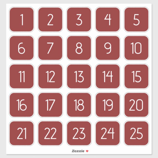 Red Customizable Square Number Stickers  (Feuille)