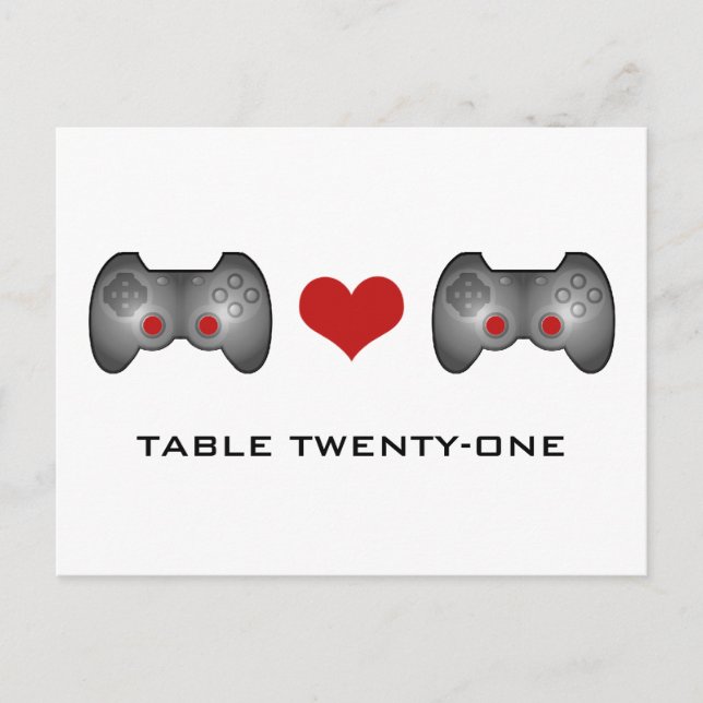 Red Cute Gamer Numéro de table Carte postale (Devant)