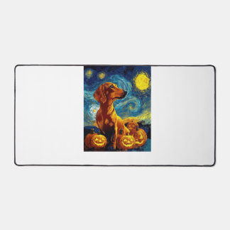 Red Dachshund of van gogh starry night halloween F