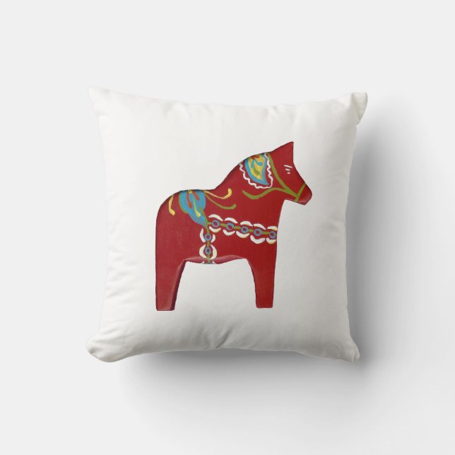 Red Dala Horse Design # 14 Coussin (Recto)