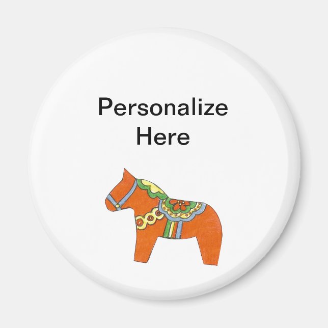 Red Dala Horse Magnet personnalisé (Devant)