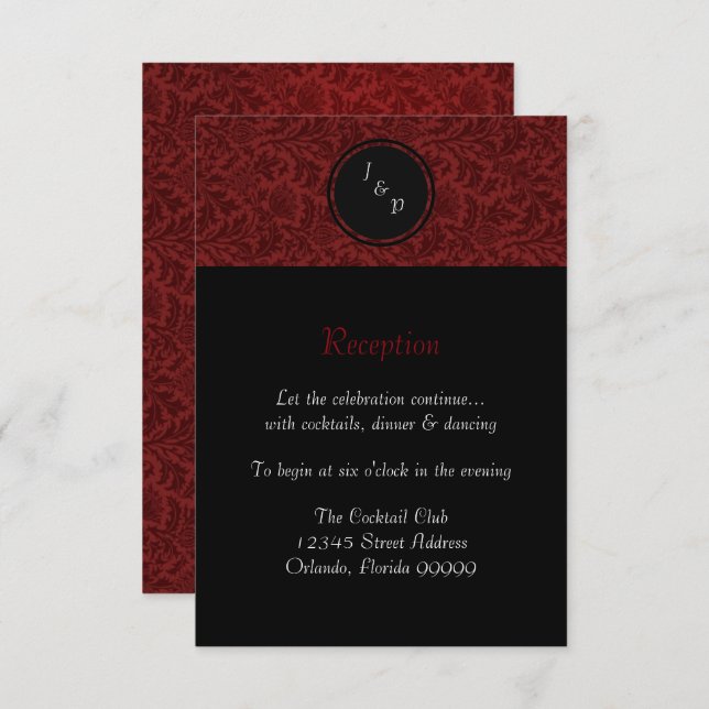 Red Damask - Réception Invitation (Devant / Derrière)