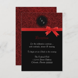 Red Damask & Red Bow - Invitation à la réception