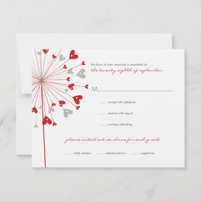 Red Dandelions Love Summer Wedding Carte RSVP (Devant)