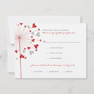 Red Dandelions Love Summer Wedding Carte RSVP