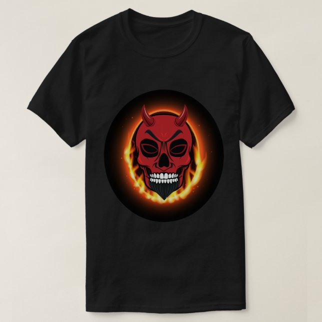 Red Devil Skull Squelette Demon Tshirt (Design devant)