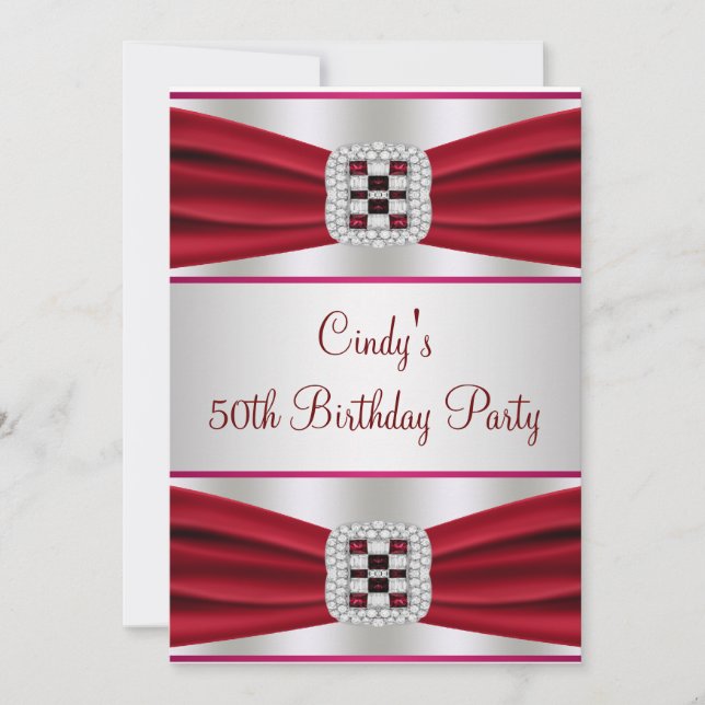 Red Diamond 50th Birthday Invitation (Devant)