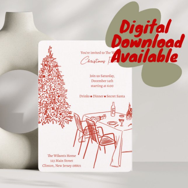 Red Dinner Party Noël Invitation (Créateur téléchargé)