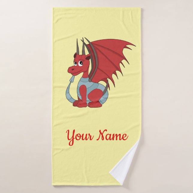 Red Dragon Cartoon  (Serviette de bain)