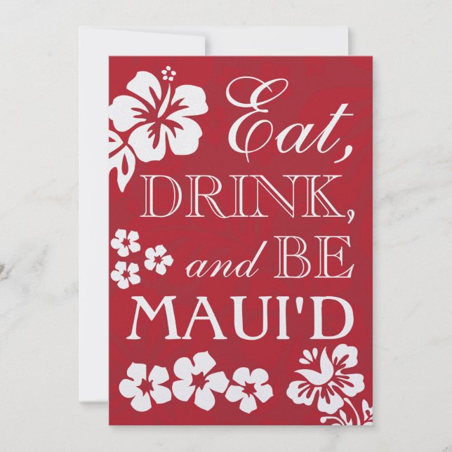Red Eat Drink et Be Maui's Wedding Invitations (Devant)