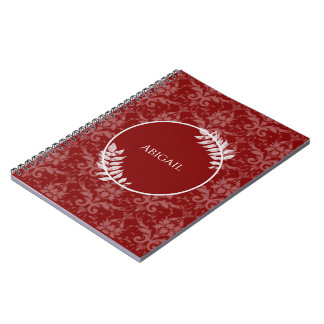 Red Elegant Damask Carnet personnalisé