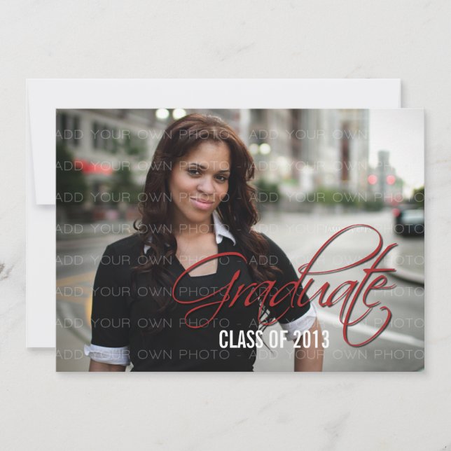 Red Elegant Script Photo Invitation (Devant)