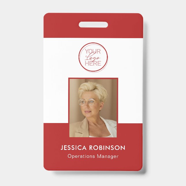 Red Employee Photo ID Security Badge with Logo (Avant)