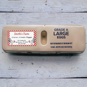 Red En vichy Check Farm OEufs frais Étiquette poul