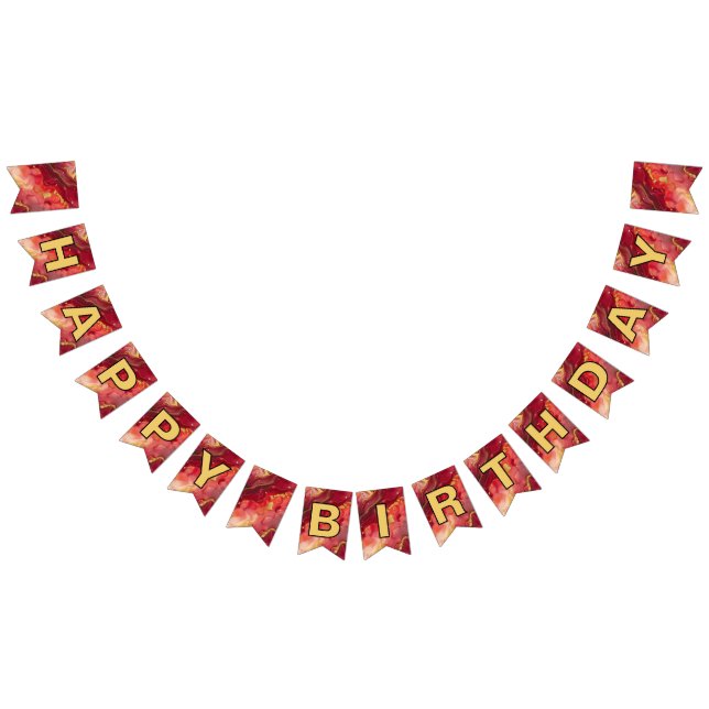 Red et Gold Joyeux drapeaux de Bunting d'anniversa (Tout)