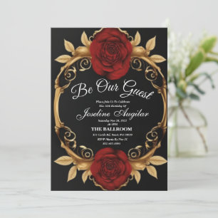 Red et Gold Sweet 16 Invitations