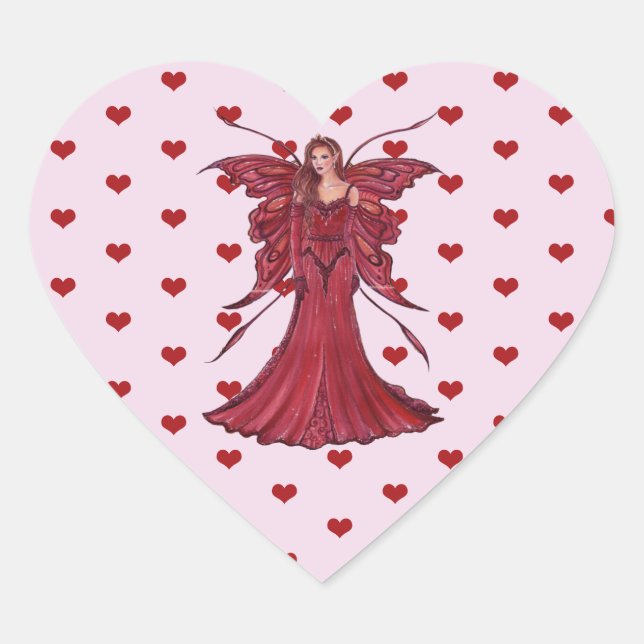 Red fairy valentine art by Renee Heart Stickers (Devant)