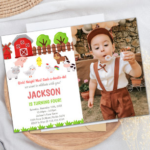 Red Farm Anniversaire Invitations avec photo