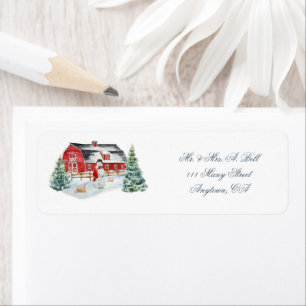 Red Farm Barnyard et Snowman Étiquette