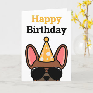 Red Fawn French Bulldog Bonne carte d'anniversaire