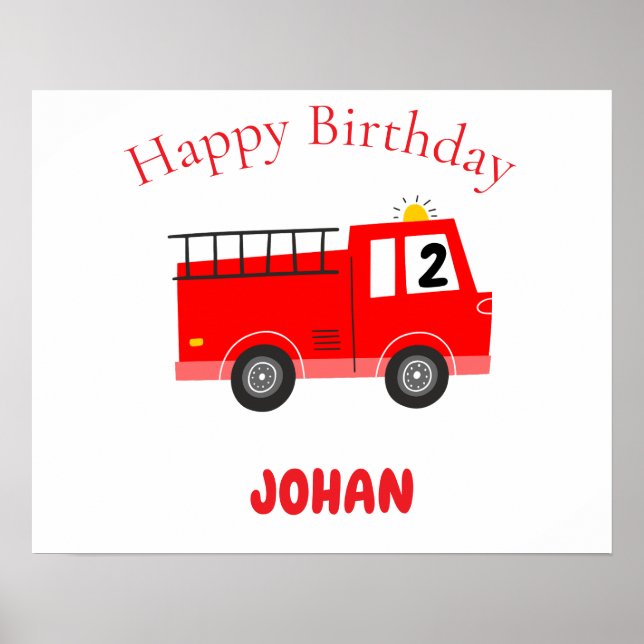 Red Firetruck Anniversaire Livre d'or (Devant)