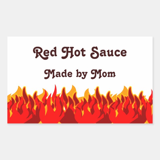 Red Flames Custom Jar ou Canning Étiquettes (Devant)