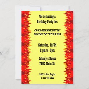 Red Flames modifiable Western BQ 5x7 Invitation