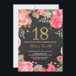 Red Floral 18th Birthday Invitation Parties scinti<br><div class="desc">Invitation à l'occasion du 18e anniversaire de la Flore rouge pour les femmes. Aquarelle Fleurie Botanique. Parties scintillant or. Arrière - plan de tableau de bord. Pies Roses Fleurs Florales. Anniversaire adulte. Pour plus de personnalisation, cliquez sur le bouton "Customiser" et utilisez notre outil de conception pour modifier ce modèle....</div>