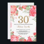 Red Floral 30th Birthday Invitation Parties scinti<br><div class="desc">Red Floral 30th Birthday Invitation for Women. Aquarelle Fleurie Botanique. Parties scintillant or. Pies Roses Fleurs Florales. Anniversaire adulte. Pour plus de personnalisation,  cliquez sur le bouton "Customiser" et utilisez notre outil de conception pour modifier ce modèle.</div>
