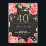 Red Floral 40th Birthday Invitation Parties scinti<br><div class="desc">Invitation à l'occasion du 40e anniversaire de la Flore rouge pour les femmes. Aquarelle Fleurie Botanique. Parties scintillant or. Arrière - plan de tableau de bord. Pies Roses Fleurs Florales. Anniversaire adulte. Pour plus de personnalisation, cliquez sur le bouton "Customiser" et utilisez notre outil de conception pour modifier ce modèle....</div>