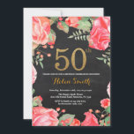 Red Floral 50th Birthday Invitation Parties scinti<br><div class="desc">Red Floral 50th Birthday Invitation for Women. Aquarelle Fleurie Botanique. Parties scintillant or. Arrière - plan de tableau de bord. Pies Roses Fleurs Florales. Anniversaire adulte. Pour plus de personnalisation,  cliquez sur le bouton "Customiser" et utilisez notre outil de conception pour modifier ce modèle.</div>