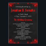 Red Floral Black Chalkboard Programme de mariage g<br><div class="desc">© Sunny Mars Designs - Floral Hibiscus : Rouge sur tableau noir Programmes de mariage - Moderne, tendance, stylisé, personnalisable programme de mariage imprimé sur mesure modèle avec rouge foncé, pourpre, bordeaux, rubis ou marron tourbillonnant design floral hibiscus tropical contre un arrière - plan de tableau noir ou de tableau...</div>