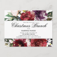 Red Floral Christmas Brunch Invitation