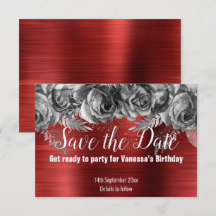 RED FLORAL ENREGISTRER LA DATE CARTE RSVP