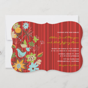 Red Floral Garden Invitation de mariage et carte d