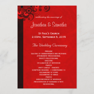 Red Floral Gothic Wedding Programme Modèles