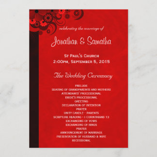 Red Floral Gothic Wedding Programme Modèles