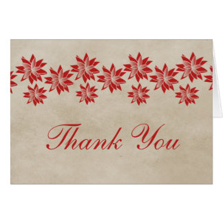 Red Floral Vintage Thank You Card
