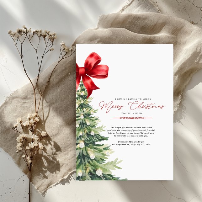 Red Floral Watercolor Christmas Party Invitation (Créateur téléchargé)