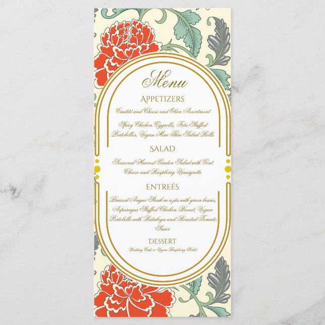 Red Florals with Green Leaves (Devant)