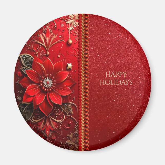 Red Flower Holiday Magnet (Devant)