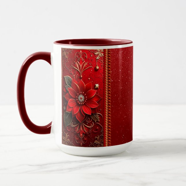 Red Flower Holiday Mug (Gauche)