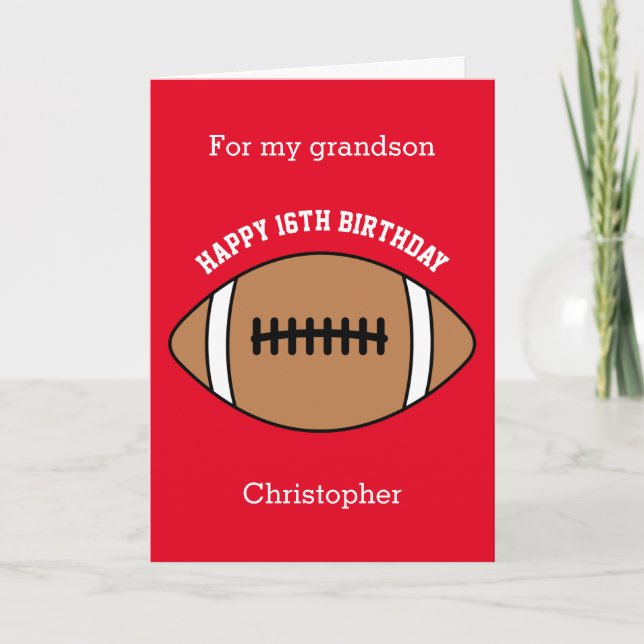 Red Football Sport 16e carte d'anniversaire (Devant)