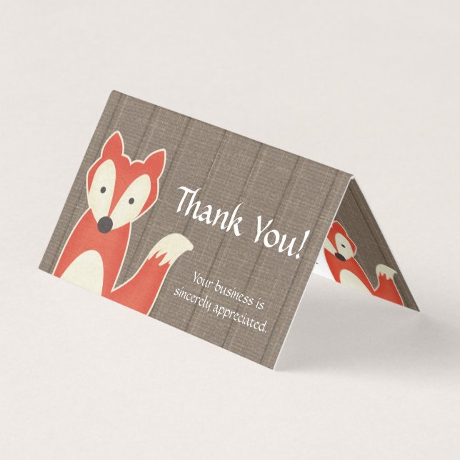 Red Fox Rustic Wood Boutique Carte de remerciement (Front)