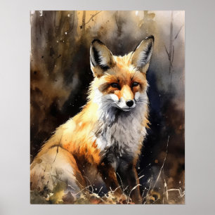 Red Fox Woodland Animal Art Imprimer Poster